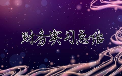 財務實習總結(jié) 23篇