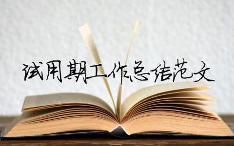 試用期工作總結(jié)范文（精選合集17篇）