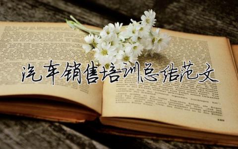 汽車銷售培訓總結范文（精選合集15篇）