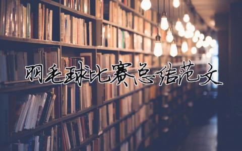 羽毛球比賽總結范文（精選合集10篇）