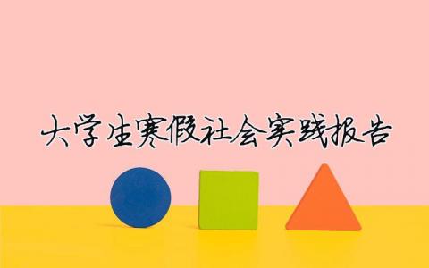 大學生寒假社會實踐報告 大學生社會實踐報告總結3000字（精選合集6篇）