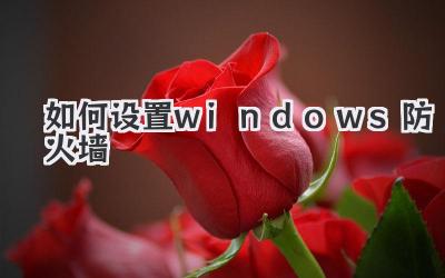 如何設(shè)置windows防火墻