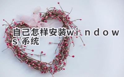 自己怎樣安裝windows系統