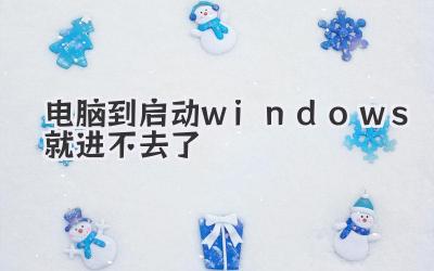 電腦到啟動windows就進(jìn)不去了