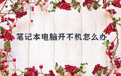 筆記本電腦開不機怎么辦