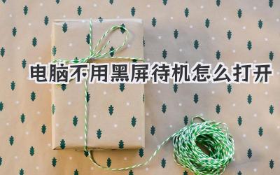 電腦不用黑屏待機怎么打開
