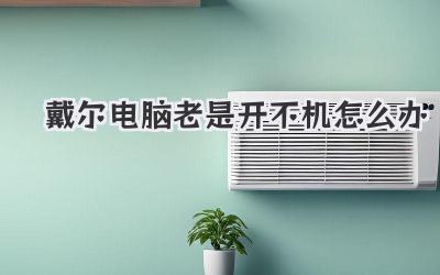 戴爾電腦老是開不機(jī)怎么辦