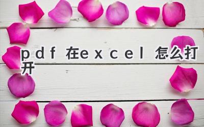 pdf在excel怎么打開