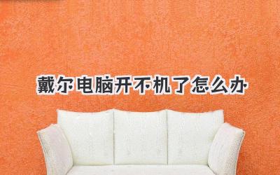 戴爾電腦開不機了怎么辦