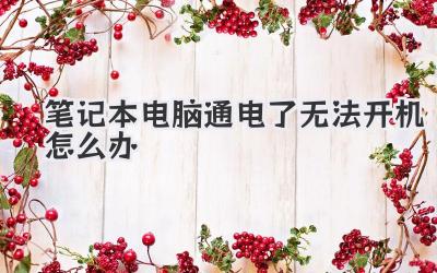 筆記本電腦通電了無法開機怎么辦