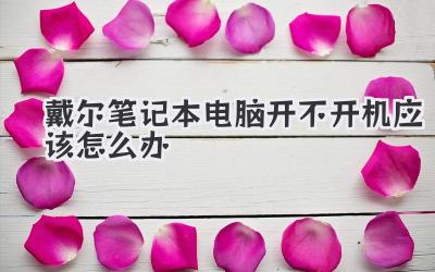 戴爾筆記本電腦開不開機(jī)應(yīng)該怎么辦