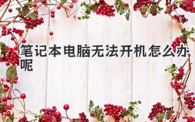 筆記本電腦無(wú)法開機(jī)怎么辦呢