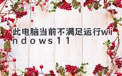 此電腦當前不滿足運行windows11