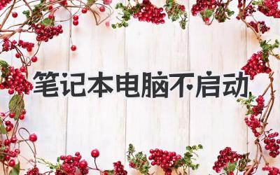 筆記本電腦不啟動